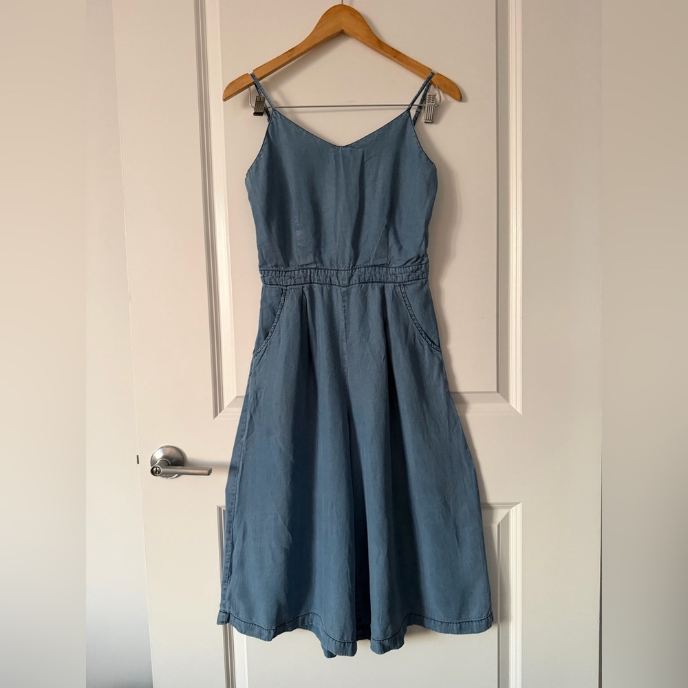 Blue Sleeveless Jumpsuit with Adjustable Straps